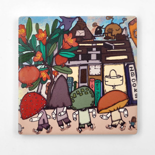 纸布石书店原创设计陶瓷杯垫云南野生菌系列方形款式菌子季节