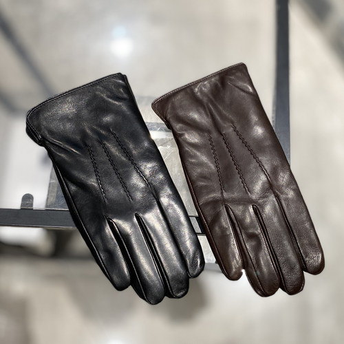 断码特价男士进口小羊皮真皮美式秋冬骑车美拉德薄款加绒保暖开车