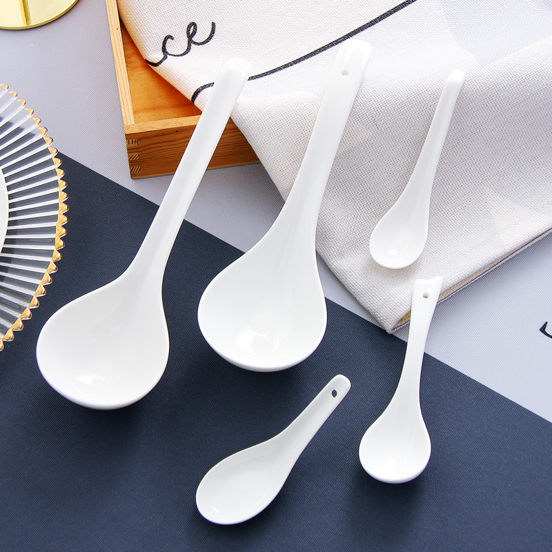 纯白釉下彩骨瓷勺汤勺大勺小勺