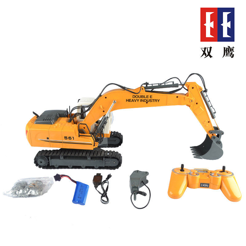 双鹰遥控挖土机专业小孩工程车挖土机合金充电男孩玩具儿童礼物