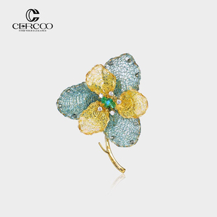奢蔻四照花系列胸针手工刺绣花朵优雅别致高档女胸花别针 Cercoo