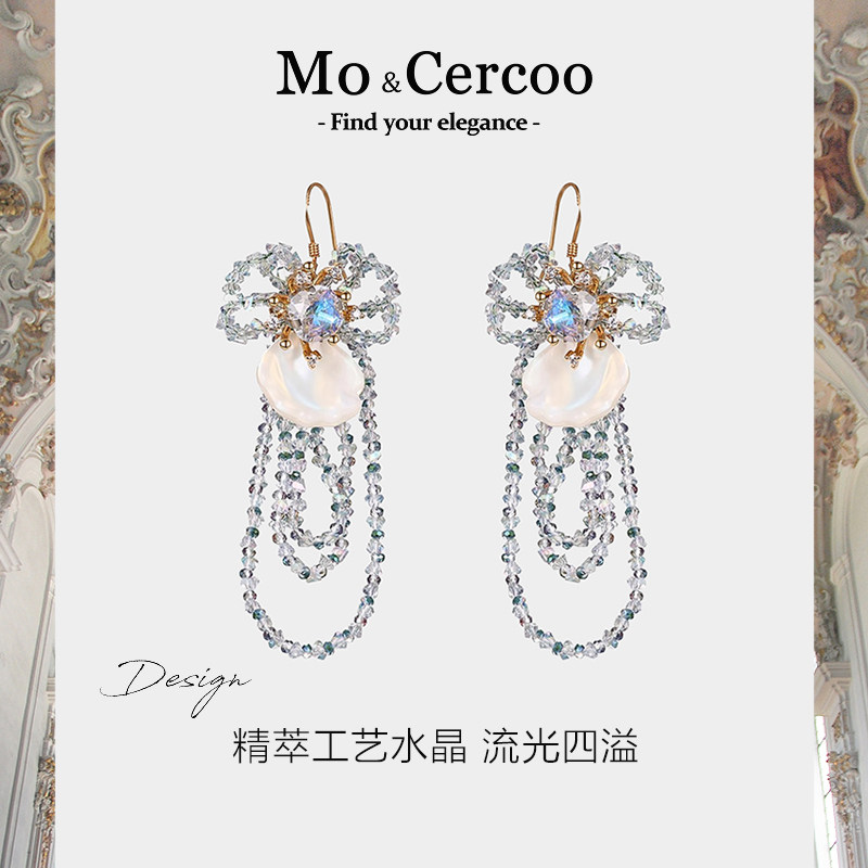Cercoo/奢蔻玉兰晶萃原创手工编织水晶耳环晚宴高级感流苏耳饰品,饰品/流行首饰/时尚饰品新,耳环,淘宝优惠券,粉丝福利购,淘宝优惠卷
