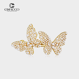 Cercoo 奢蔻珍珠礼赞系列蝴蝶珍珠发夹一字夹子侧边后脑勺发卡女