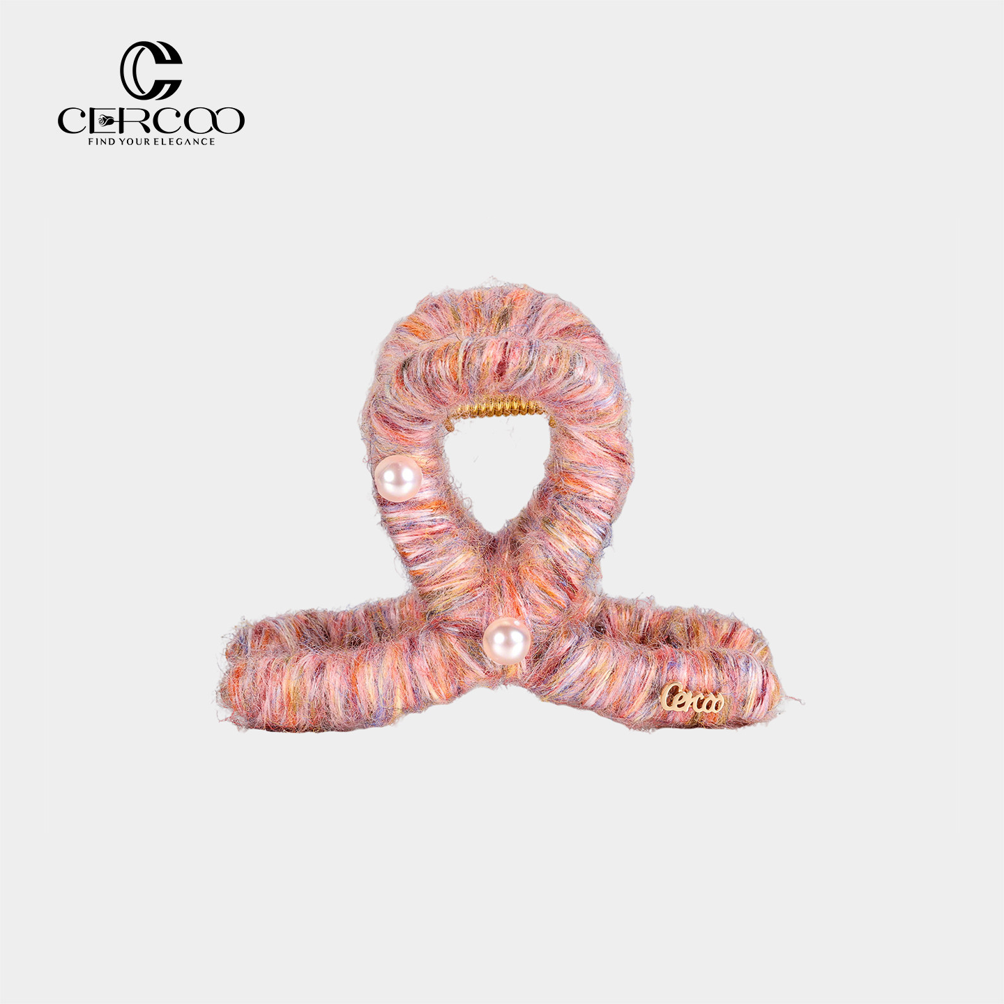 Cercoo/奢蔻雪绒颂系列冬季毛绒新款氛围感鲨鱼夹后脑勺盘发夹子