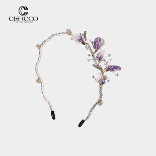 Mo&Cercoo藤络高级定制系列手工编织水晶花朵轻奢发箍百搭头箍女