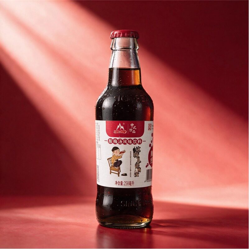 冰峰酸梅汤玻璃瓶258ml*6开胃山楂乌梅汁手工熬煮西安特产酸梅汁