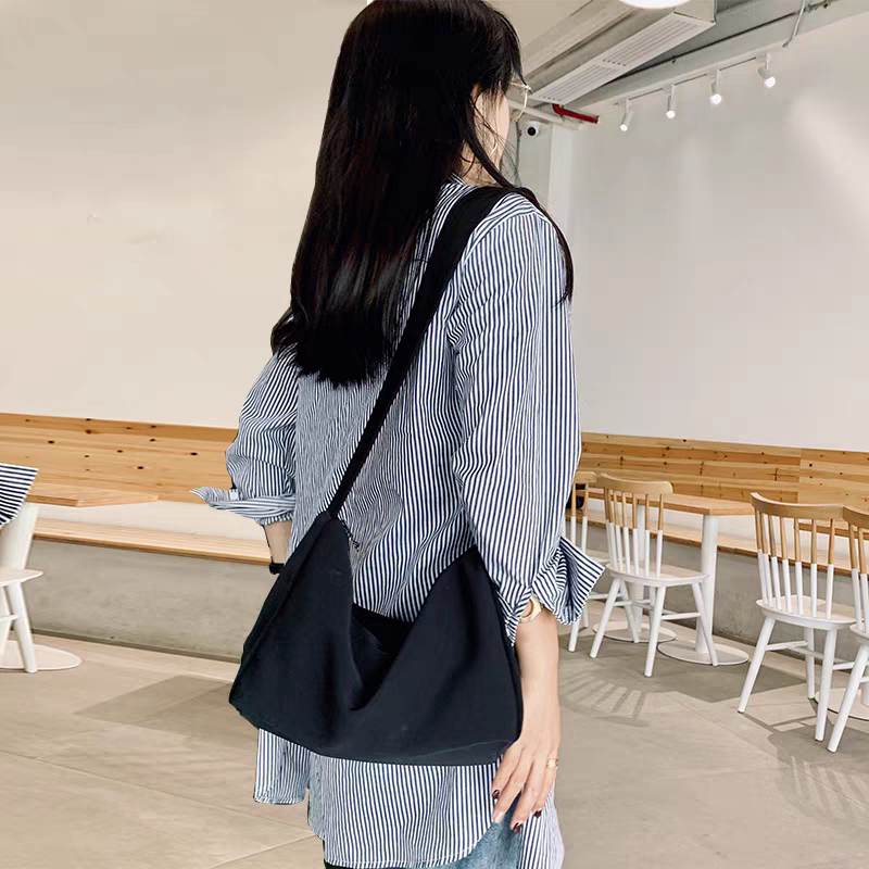 慵懒松弛感帆布包韩系ins超火女单肩大包chic文艺学生百搭