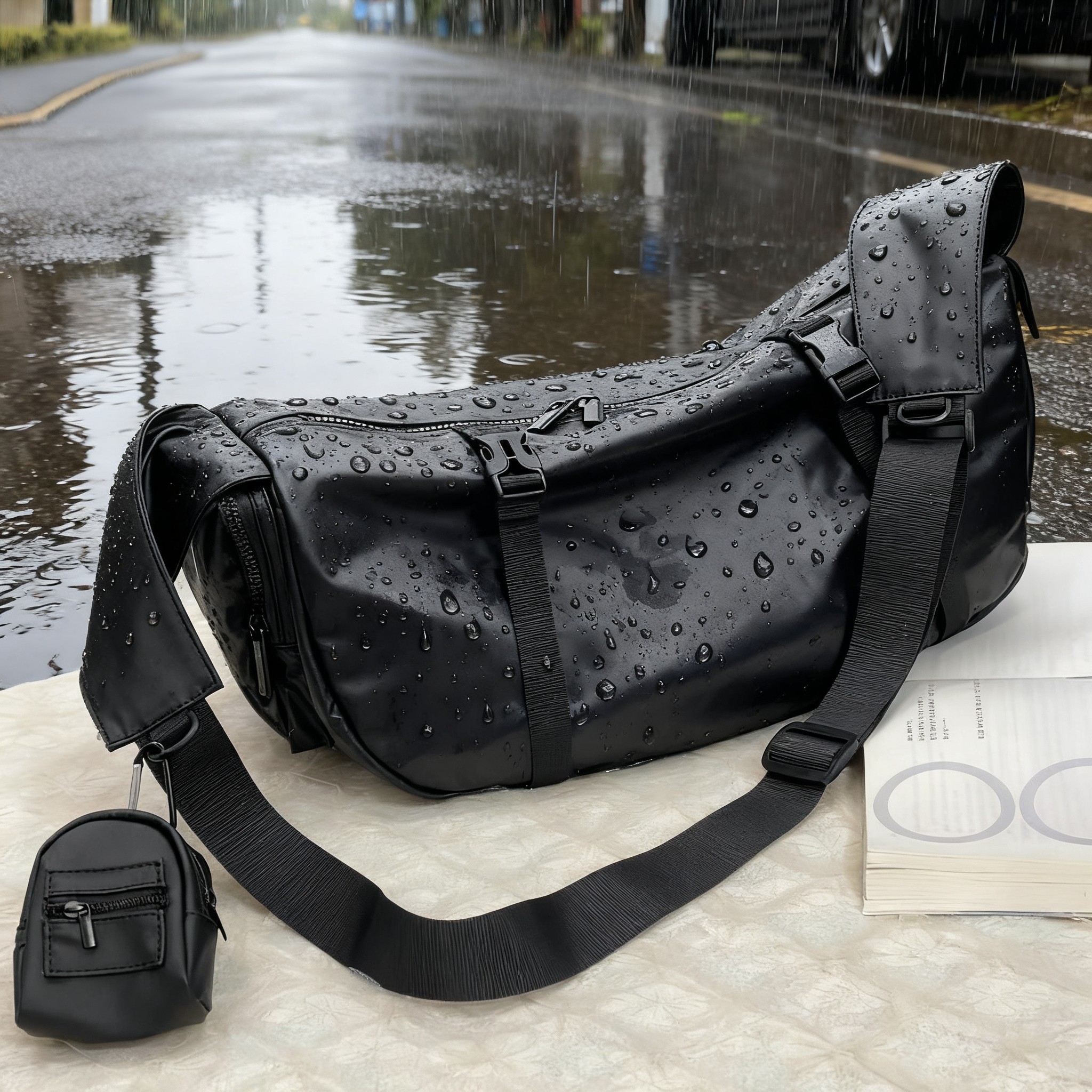 防水牛津布斜挎包女士大容量运动休闲单肩包ins女学生方形包九妹