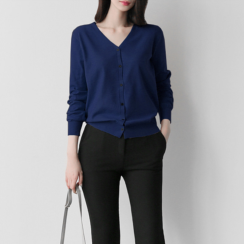 针织衫女开衫春秋装2020年新款黑色宽松长袖薄款上衣秋冬毛衣外套