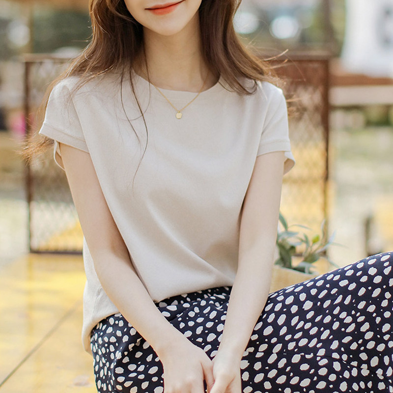 冰丝针织衫女夏季2020新款短袖薄款套头宽松短款女人港味显瘦上衣