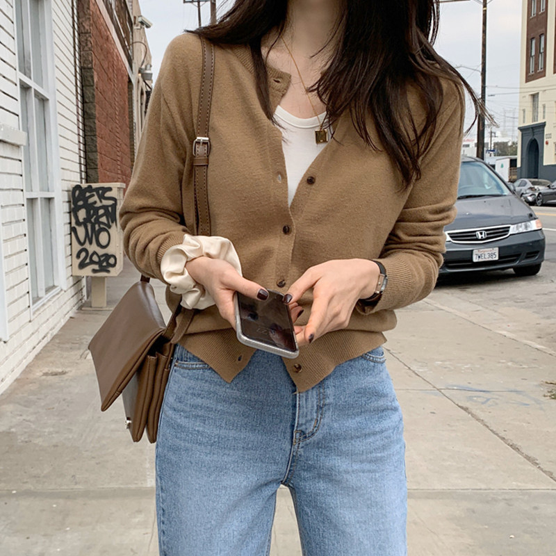 针织衫女开衫春秋装2020新款宽松爆款长袖上衣短款秋冬季毛衣外套