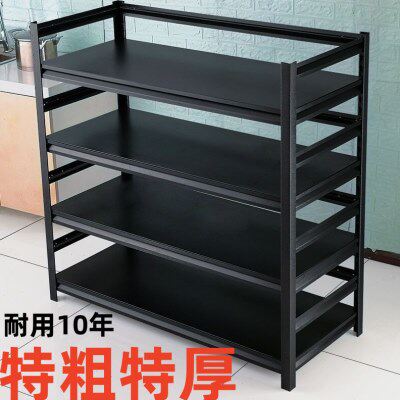 四层厨房收纳架黑锅具置物架橱柜烤箱放锅架子储物柜家用落地多层