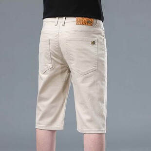 子男款 直筒潮流百搭马裤 夏天薄款 修身 六分牛仔中裤 高端卡其色短裤