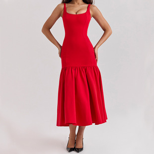 2025流行时尚 women 气质女装 露背宽松新款 连 clothes欧美吊带长款