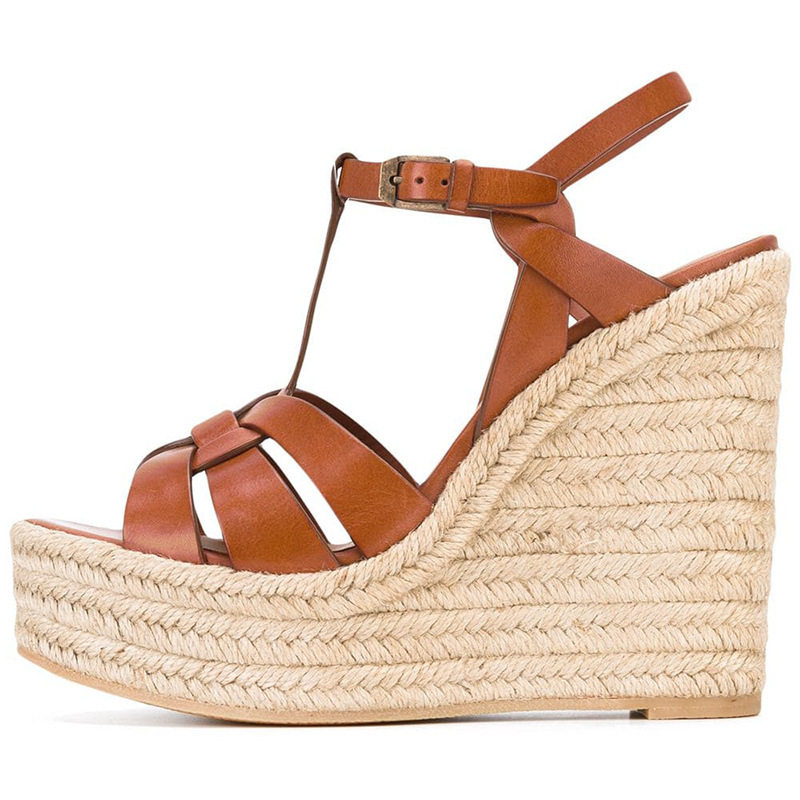 shoeswomen白棕黑色PU麻