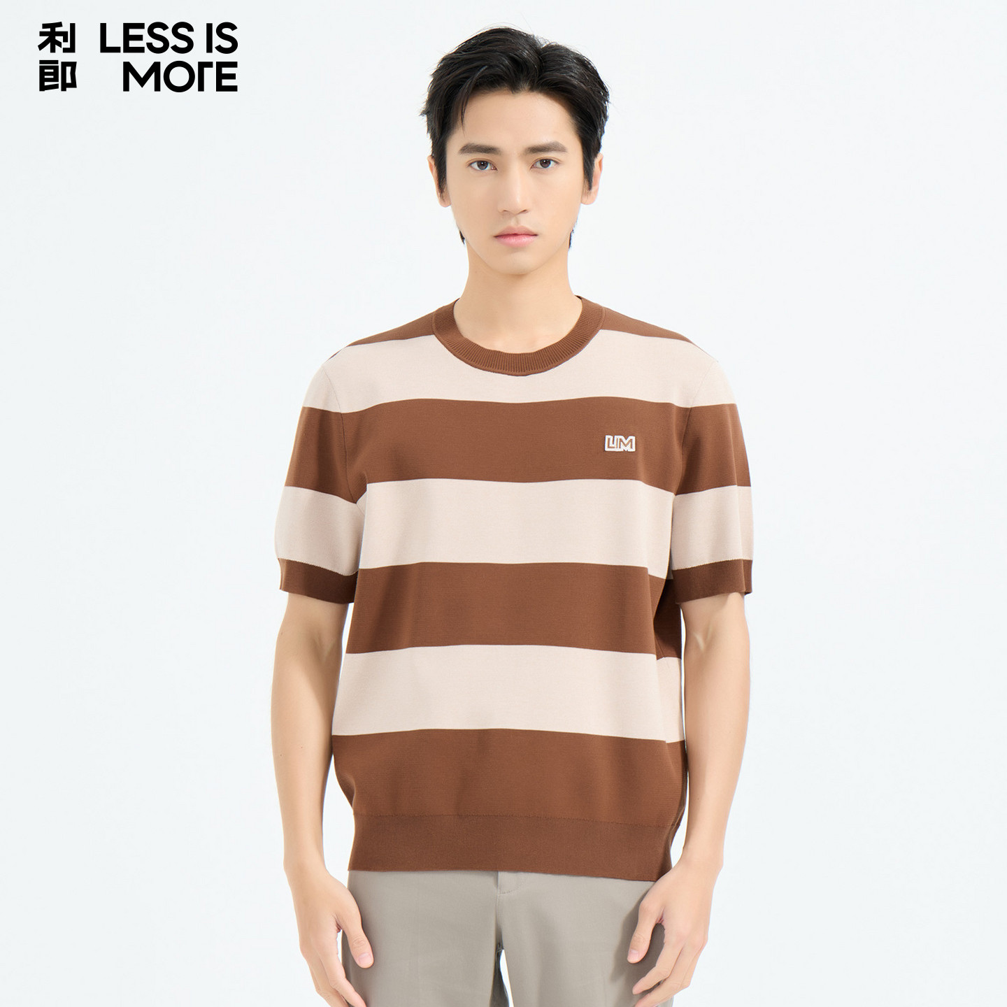 【纯棉面料】利郎青年商务短袖t恤衫2026年夏季时尚休闲圆领短t男