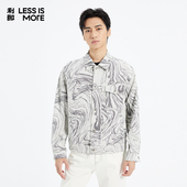 利郎青年商务夹克男2026春季 牛仔印花 翻领休闲外套男Q5CJK014