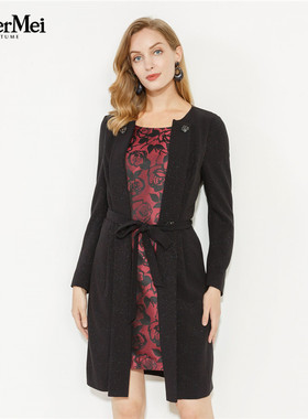 玫而美品牌专柜轻熟时尚减龄显瘦假两件连身裙女中长款MCLR79100