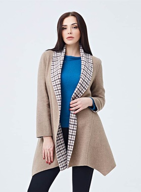 玫而美meiermei品牌专柜女装时尚双面双色A摆大衣中长款MDDR75820