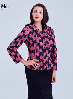 玫而美女装时尚印花女人味精致短外套meiermei品牌春秋长袖上衣