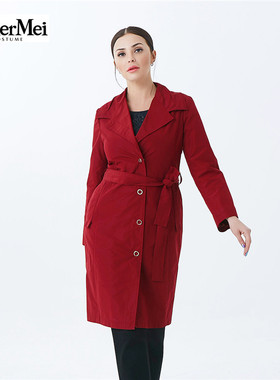 玫而美品牌女装专柜时尚简约大方气质风衣中长春秋外套MCFR82800