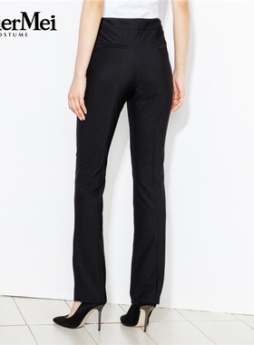 玫而美品牌专柜时尚气质英伦休闲裤女显瘦春秋纯色长裤MCKO36500