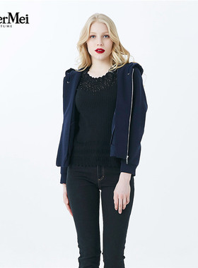 玫而美专柜品牌线下同款时尚气质连帽衫女春秋长袖上衣MCJS46500