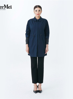 玫而美品牌线下同款专柜时尚气质风衣女中长款春秋上衣MCJR06900