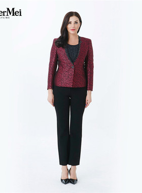 玫而美meiermei女装品牌专柜时尚修身短外套春秋小西服MCSN29100