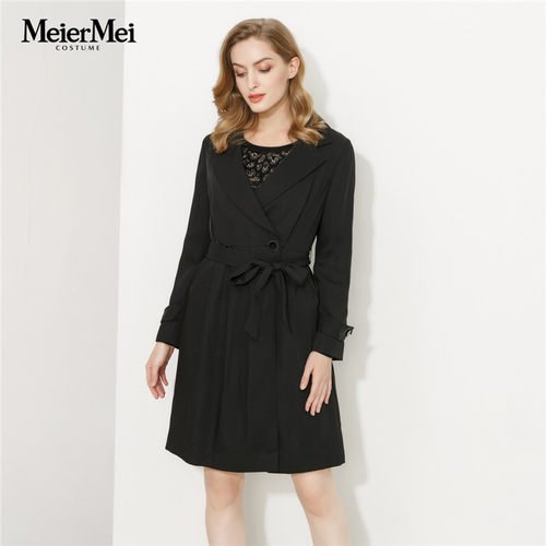 玫而美品牌专柜时尚气质职业风衣女中长款春秋外套MCFM05600