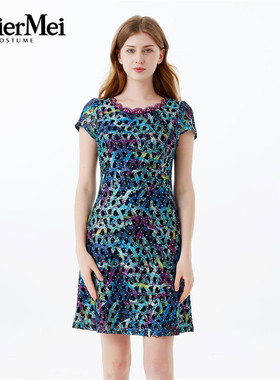 玫而美品牌专柜同款时尚气质优雅修身显瘦连衣裙女中长MXLQ16500