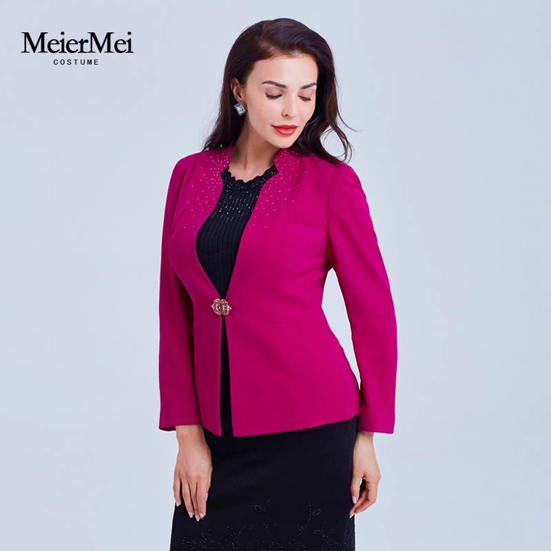 玫而美女装专柜时尚精致长袖小西服秋冬短上衣外套meiermei品牌