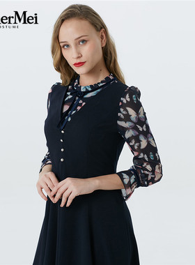 玫而美品牌专柜线下同款时尚气质修身连衣裙中长款19春MCLT07100