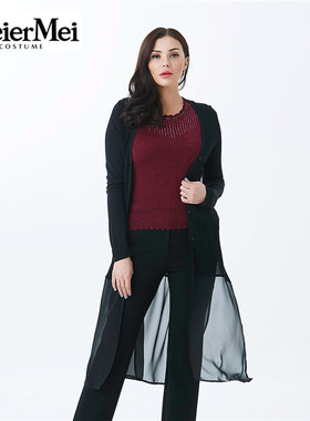 玫而美女装品牌专柜时尚气质素色针梭配开衫中长款春秋MCZR92169