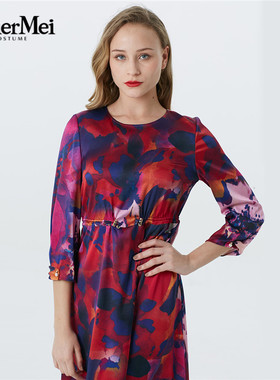 玫而美品牌专柜时尚气质修身连衣裙中长款19年春装新款MCLT05800