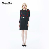 玫而美女装 MCLO00300 连身裙中长长袖 品牌专柜时尚 气质假两件修身