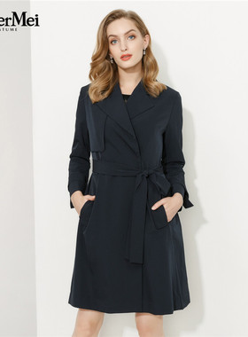 玫而美品牌专柜时尚文艺气质宽松显瘦大气风衣女中长款MCFR02700