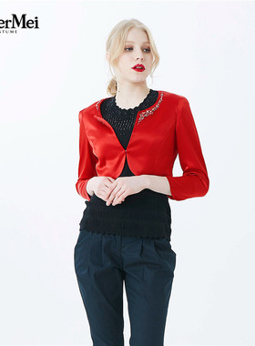 玫而美meiermei品牌专柜时尚烫石减龄气质礼服女短外套MCSM08300