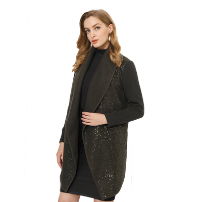 玫而美品牌羊毛开衫亮片短款外套