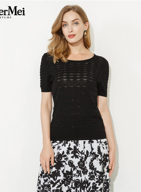 玫而美品牌专柜时尚简约柔软舒适针织套头衫春秋打底衫MCZP80089