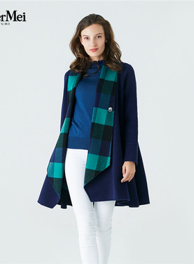 玫而美meiermei品牌女装专柜时尚双面双色双面中长大衣秋冬羊毛