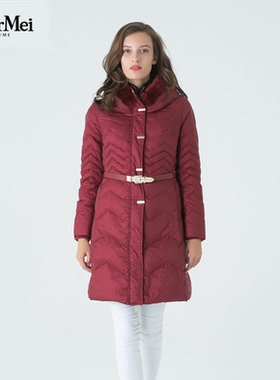 玫而美meiermei品牌专柜时尚修身显瘦羽绒服女中长款冬季长袖外套