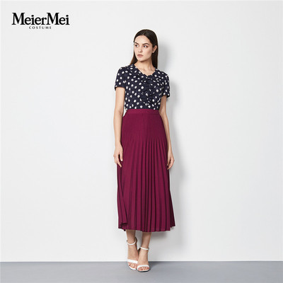 时尚波点印花修身衬衫短袖上衣