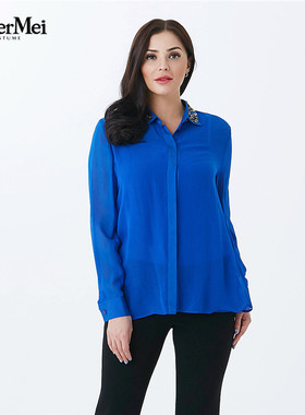玫而美品牌专柜meiermei女装时尚气质长袖衬衫春秋上衣MCSO05200