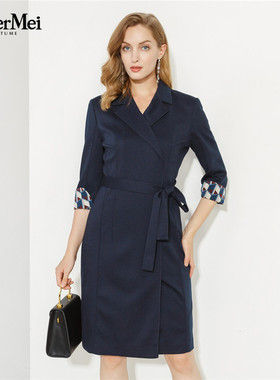 玫而美品牌专柜时尚优雅修身减龄连身裙女中长款茶歇裙MCLT061000