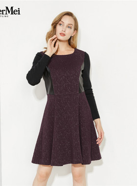 玫而美品牌专柜时尚气质港风复古减龄连衣裙中长款女裙MCLO92200