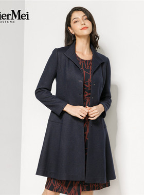 玫而美品牌时尚气质收腰显瘦羊毛裙摆大衣中长款冬外套MDDR61800