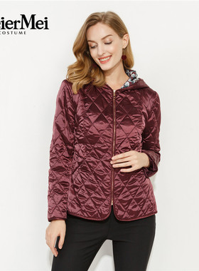 玫而美品牌专柜时尚气质精致刺绣连帽棉服秋冬外套上衣MCRR01300