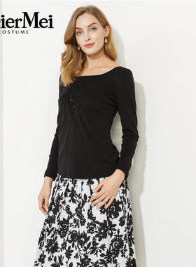 玫而美品牌专柜时尚气质显瘦打底衫春秋套头衫女春秋T恤MCSR35700