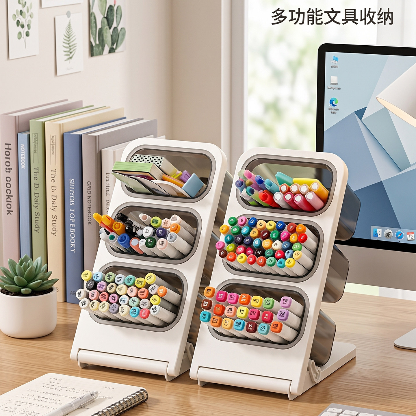 笔筒斜插式大容量多功能笔架子图片